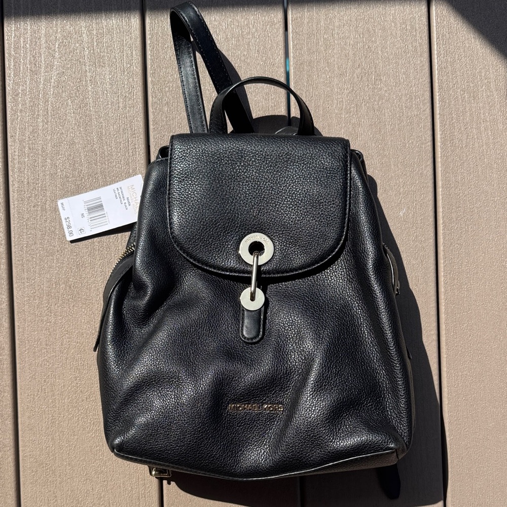 Michael Kors Raven Black Pebbled Leather Backpack